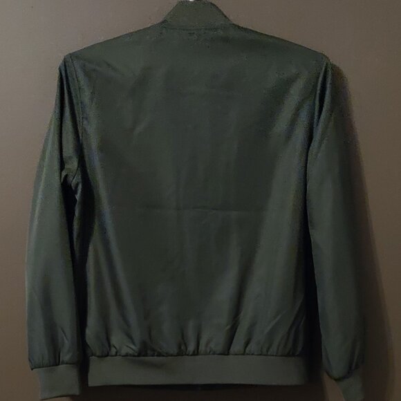 Topman Icon Bomber Jacket Dark Olive Green SIZE MEDIUM - Picture 7 of 7